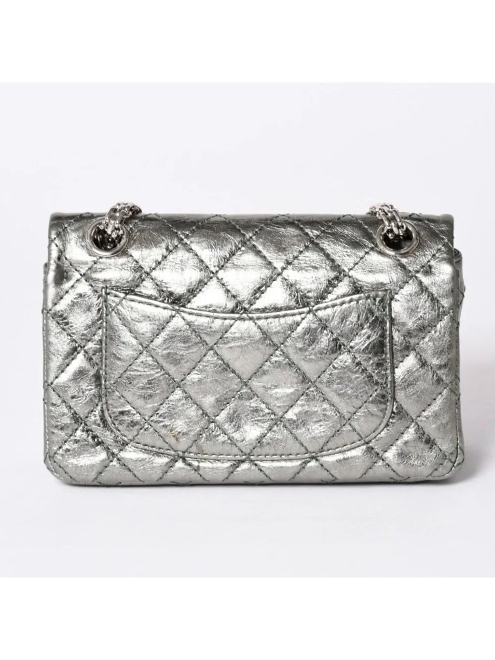 Chanel 2.55 Double Flap Chain Shoulder Bag Vintage Calfskin Metallic Green